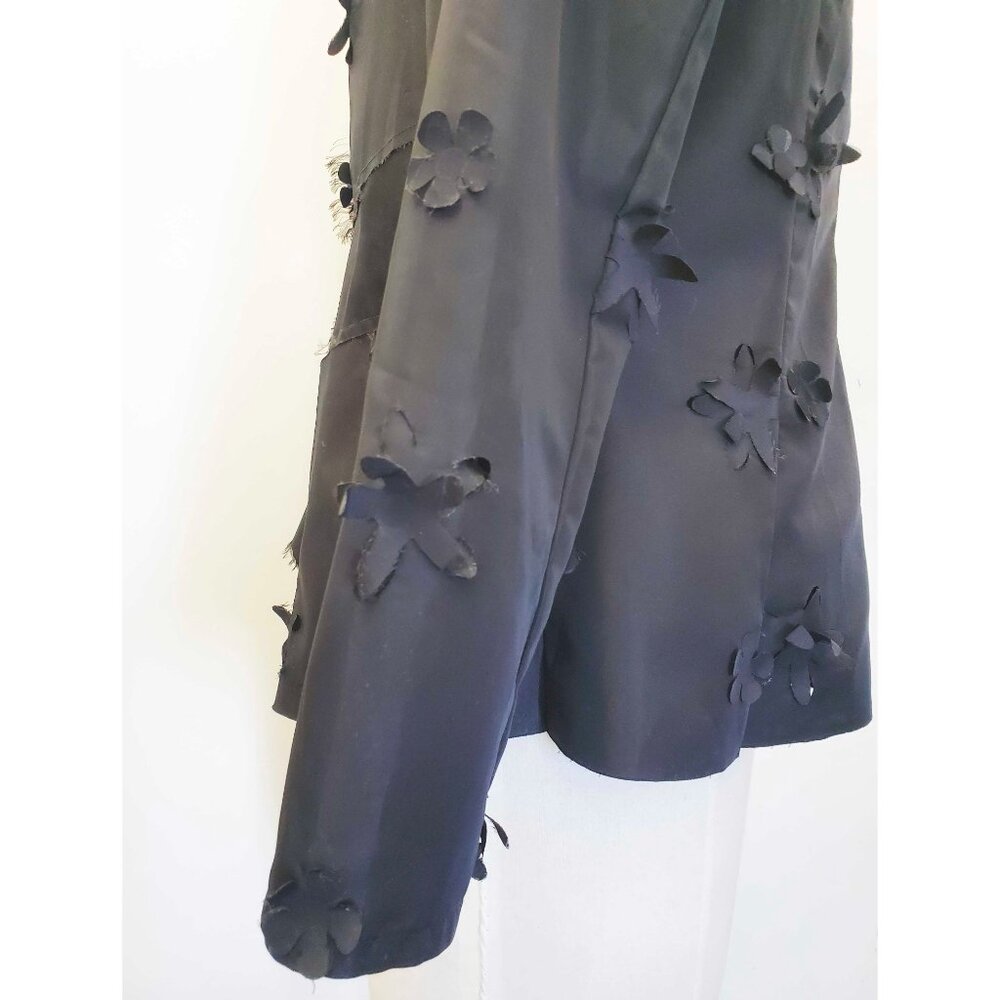 Babette SF Womens Floral Laser Cut Black Lagenlook Blazer Shirt Jacket - Picture 9 of 13